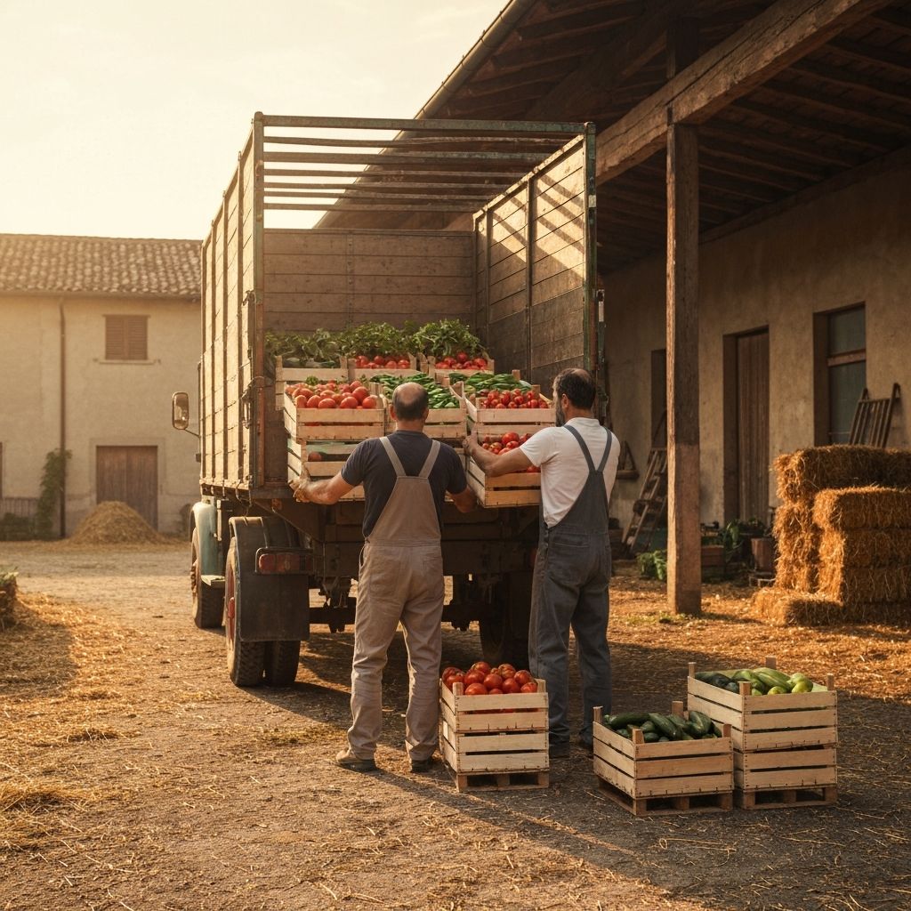 Consegna di prodotti agricoli freschi